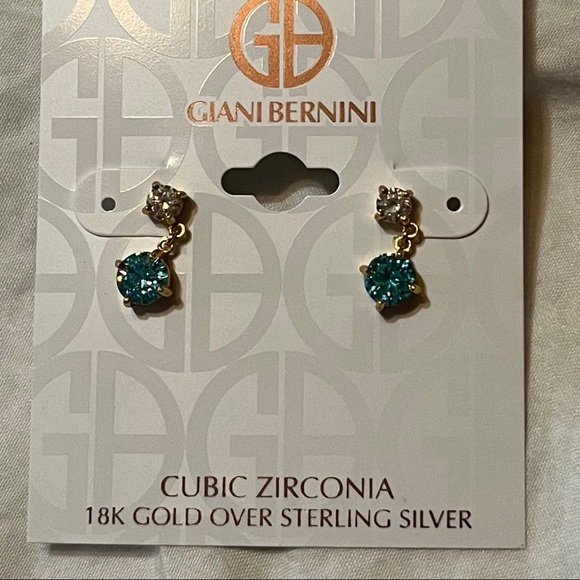 Giani Bernini turquoise cubic zirconia 18k gold plated earrings